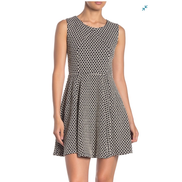 Papillon Geometric Crew Neck Fit & Flare Dress Size Xl